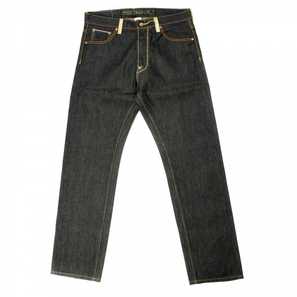 Gold Embroidered Raw Denim
