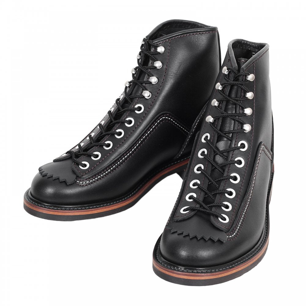 Mens Black Cow Hide Leather Goodyear Welted Lace Up Carpenter Boots with Smooth Matt Finish F01615 CANE4449