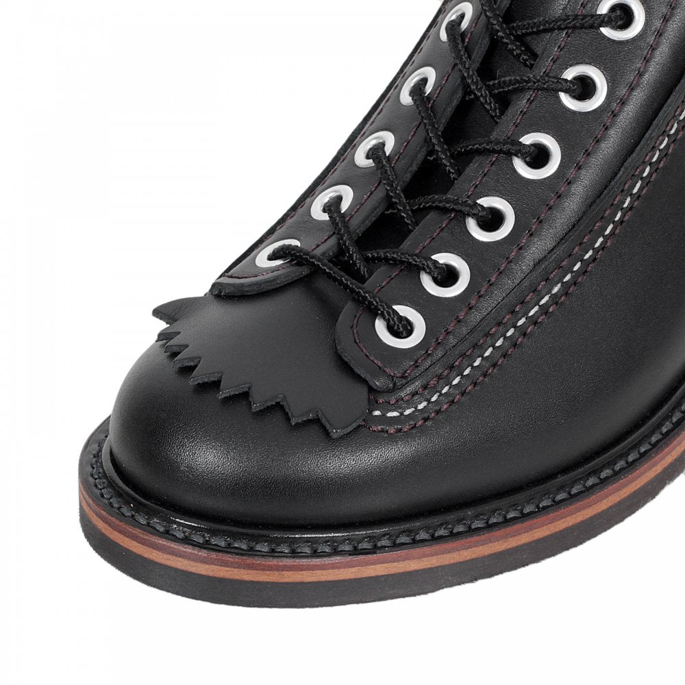 Mens Black Cow Hide Leather Goodyear Welted Lace Up Carpenter Boots with Smooth Matt Finish F01615 CANE4449