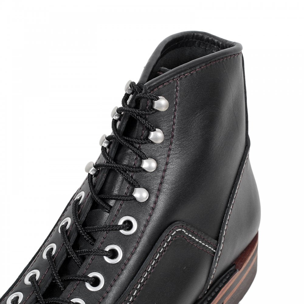 Mens Black Cow Hide Leather Goodyear Welted Lace Up Carpenter Boots with Smooth Matt Finish F01615 CANE4449