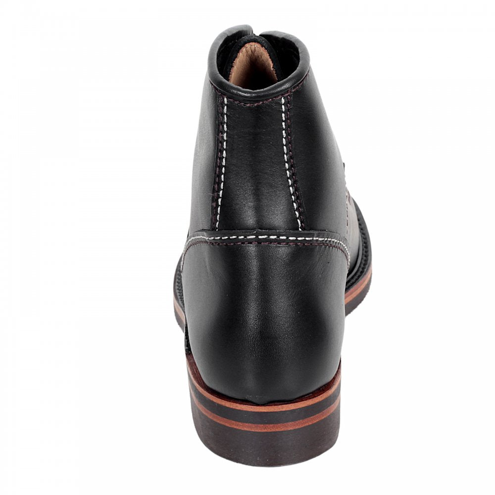 Mens Black Cow Hide Leather Goodyear Welted Lace Up Carpenter Boots with Smooth Matt Finish F01615 CANE4449