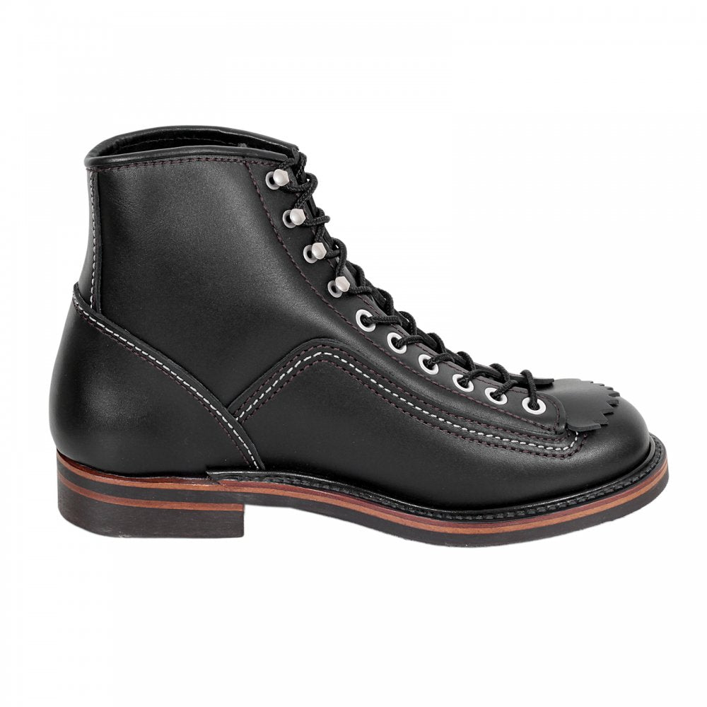 Mens Black Cow Hide Leather Goodyear Welted Lace Up Carpenter Boots with Smooth Matt Finish F01615 CANE4449