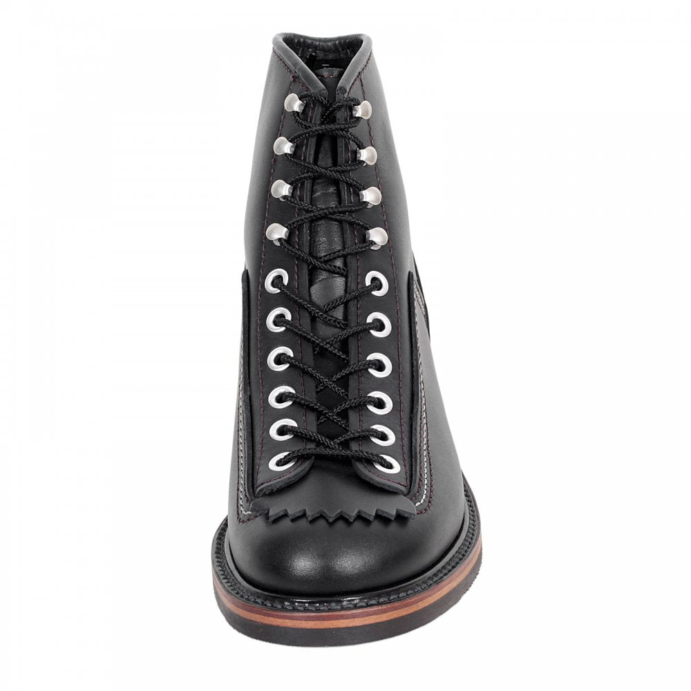 Mens Black Cow Hide Leather Goodyear Welted Lace Up Carpenter Boots with Smooth Matt Finish F01615 CANE4449