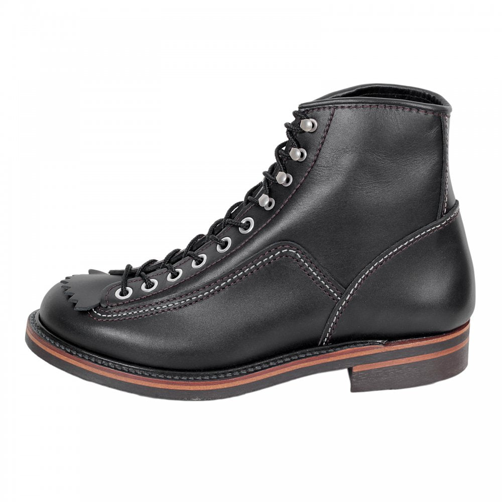 Mens Black Cow Hide Leather Goodyear Welted Lace Up Carpenter Boots with Smooth Matt Finish F01615 CANE4449