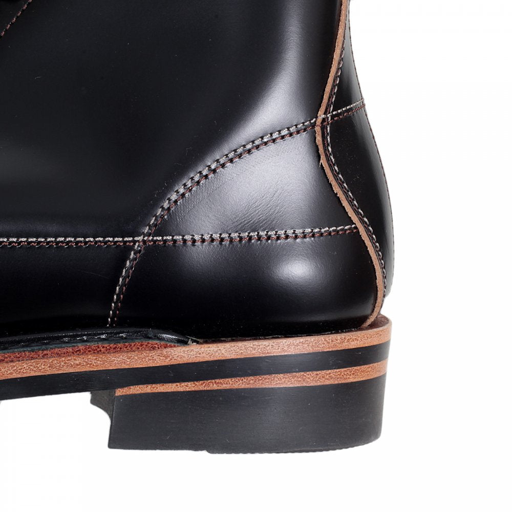 Wireman Mens Lace Up Goodyear Welted Black Cow Hide Leather Work Boots with Non Slip Twin Grip Rubber Soles LW01785