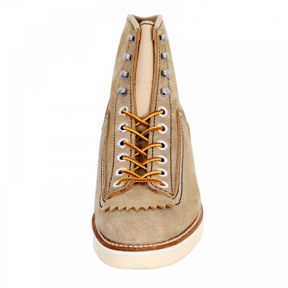 Mens Beige Suede Goodyear welted Lace Up Hunter Boots with Removable Mud Guard F01616