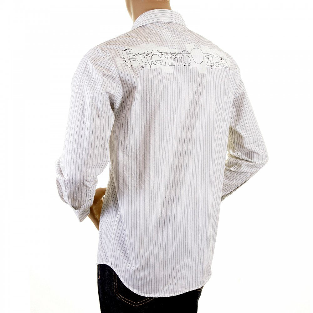 White shirt with black pinstripes