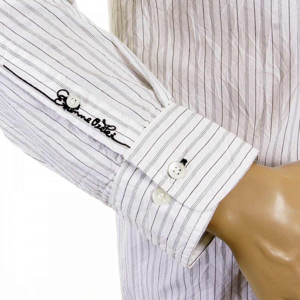 White shirt with black pinstripes