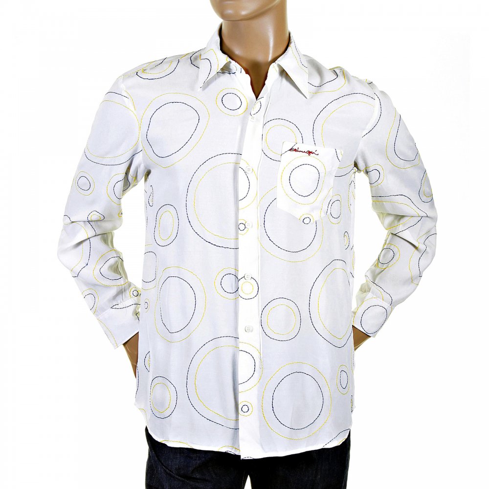Go in circles! Designer White Stitched Shirt