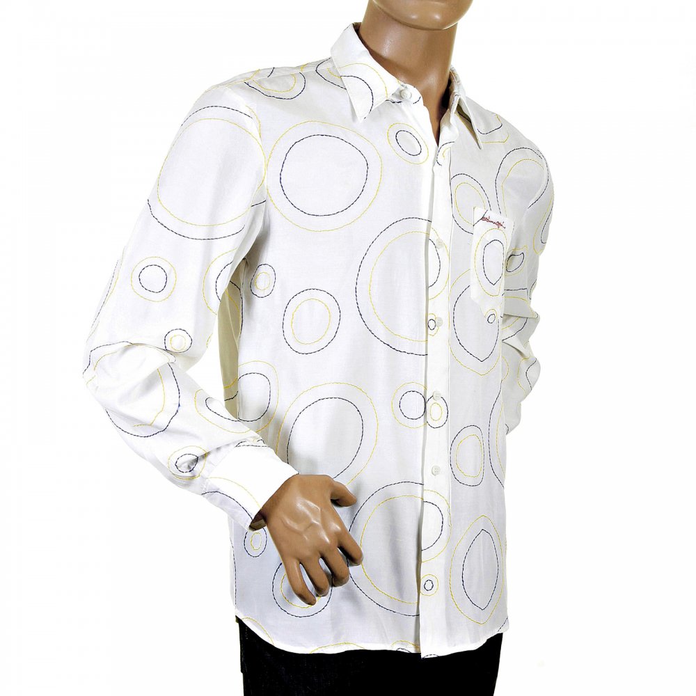 Go in circles! Designer White Stitched Shirt