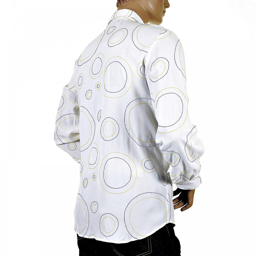 Go in circles! Designer White Stitched Shirt