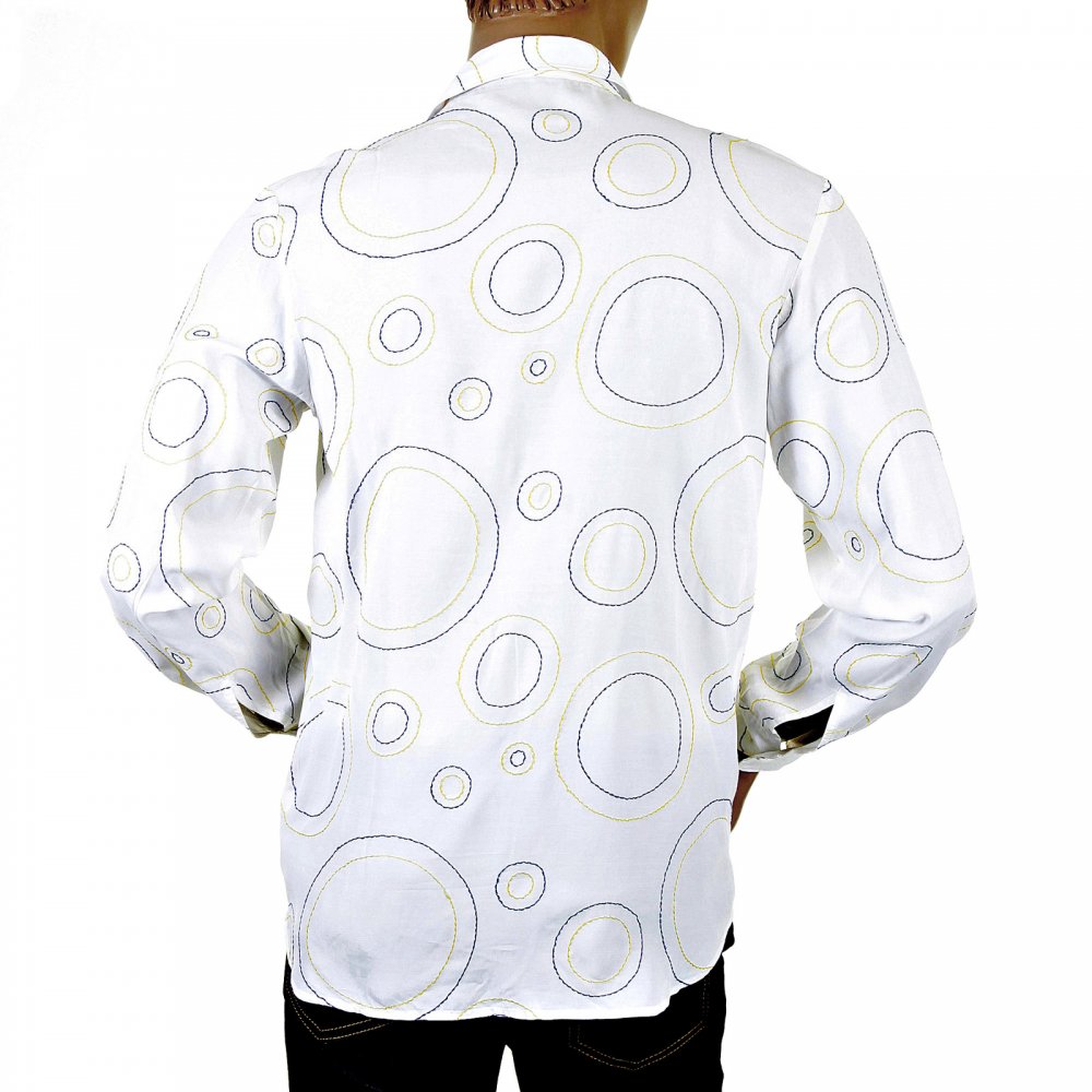Go in circles! Designer White Stitched Shirt