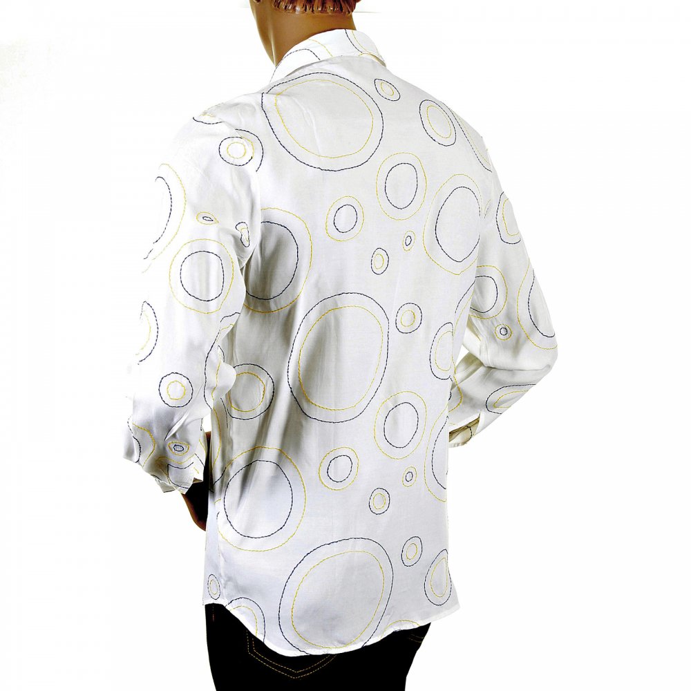 Go in circles! Designer White Stitched Shirt