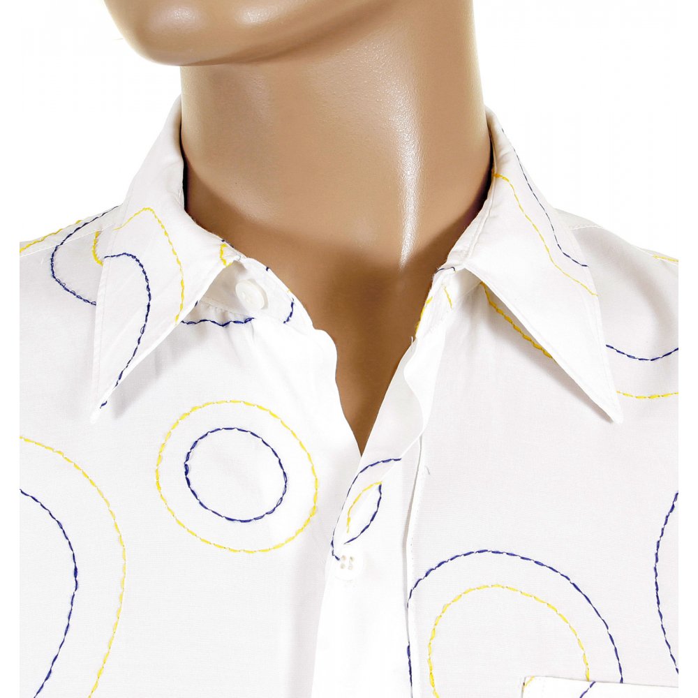 Go in circles! Designer White Stitched Shirt