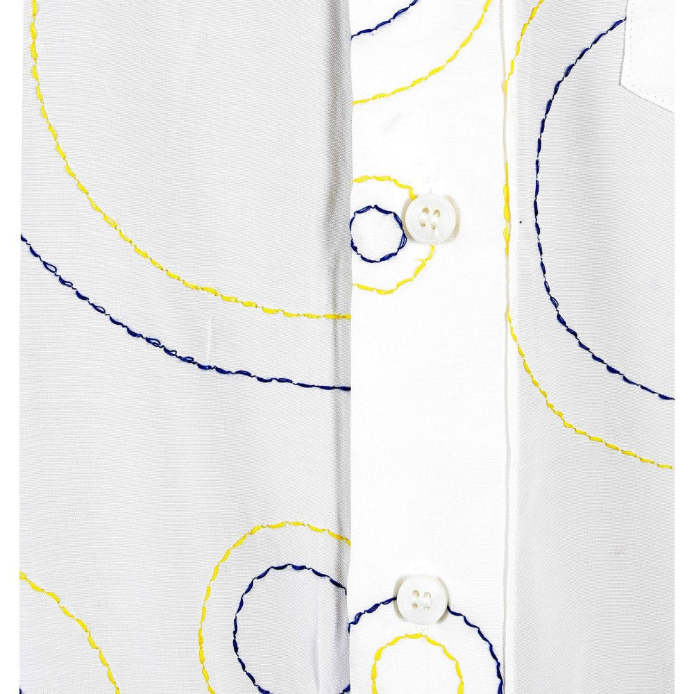 Go in circles! Designer White Stitched Shirt