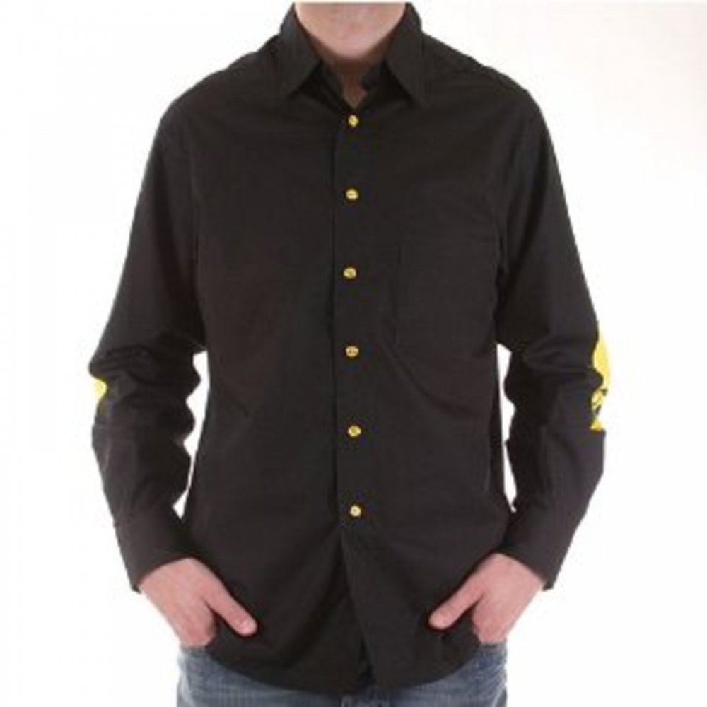 Mens long sleeve black printed shirt