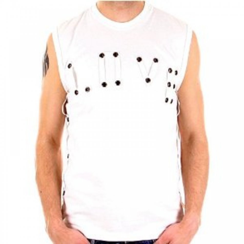 Sleeveless white t-shirt