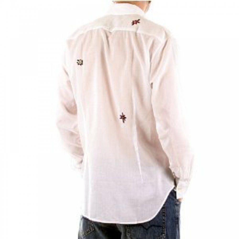 Embroidered white long sleeve shirt