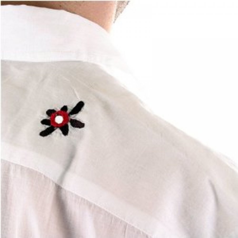 Embroidered white long sleeve shirt