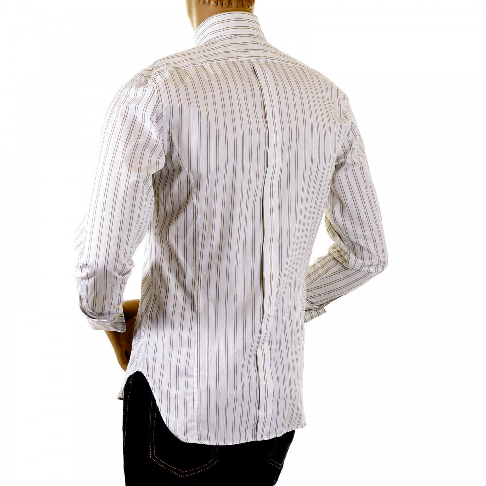 Khaki and White Striped Shirt