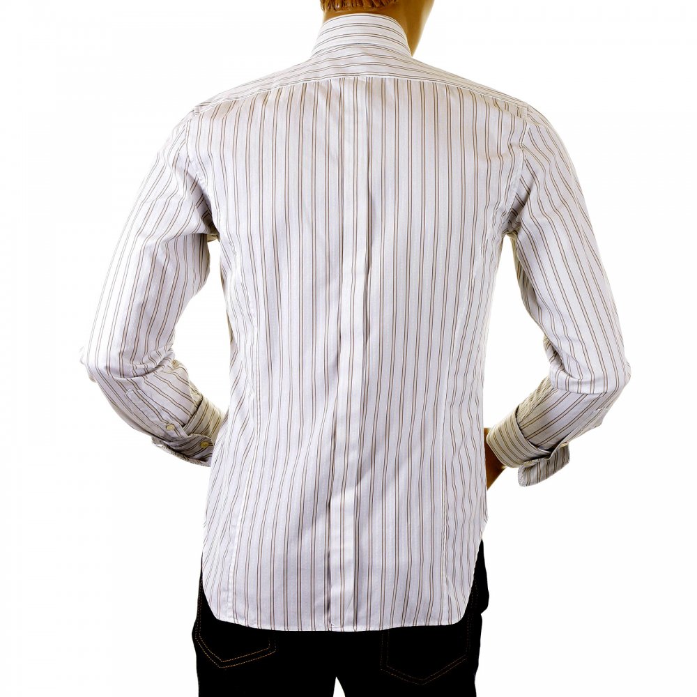Khaki and White Striped Shirt