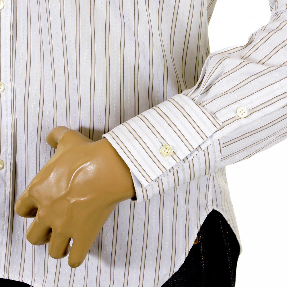 Khaki and White Striped Shirt