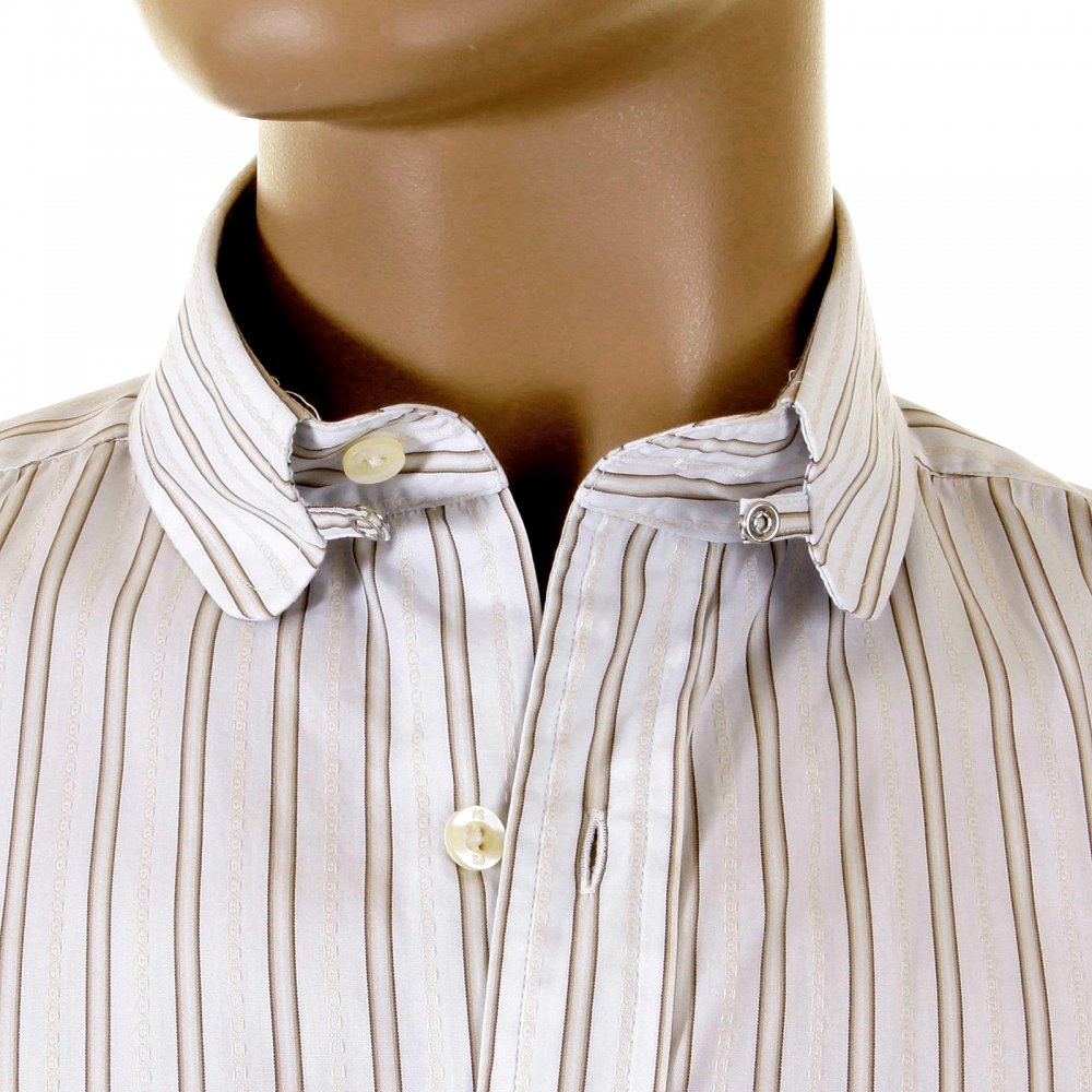 Khaki and White Striped Shirt