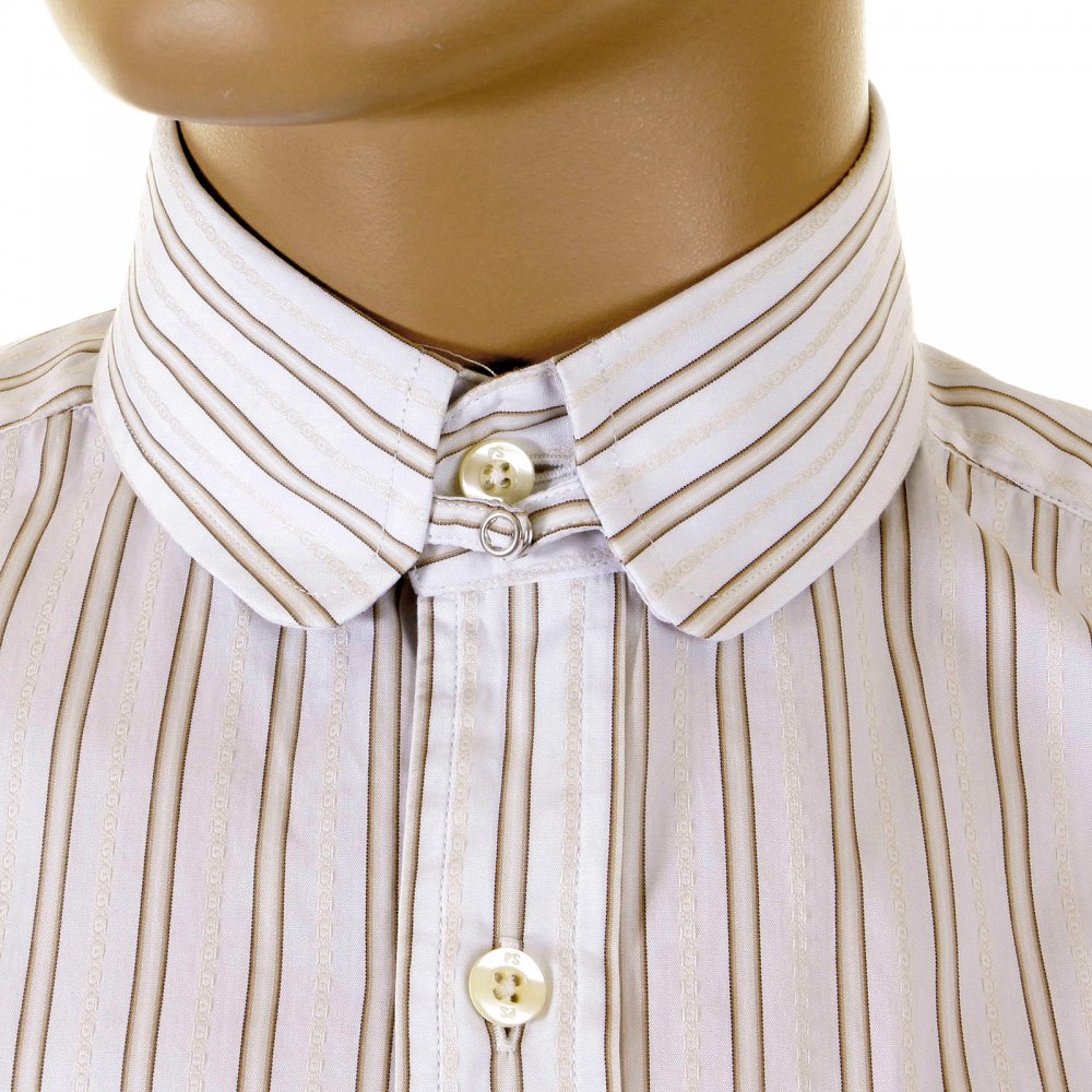 Khaki and White Striped Shirt