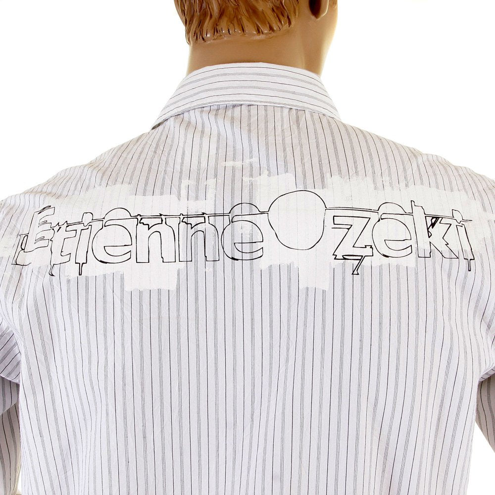 White shirt with black pinstripes