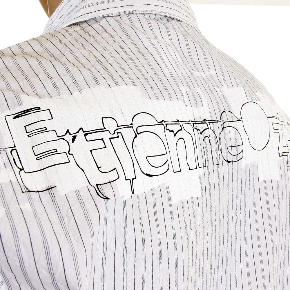 White shirt with black pinstripes