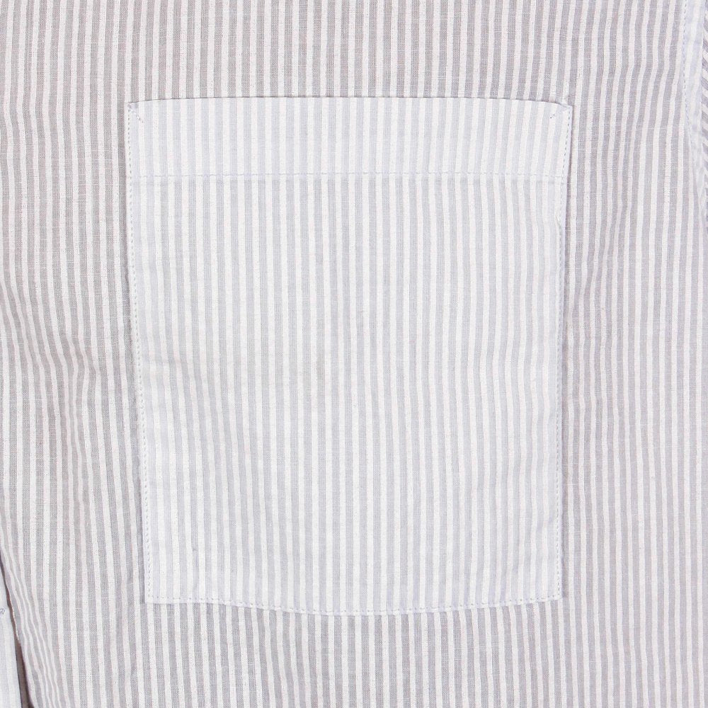 Mens Short Sleeve White and Grey Stripe Shirt