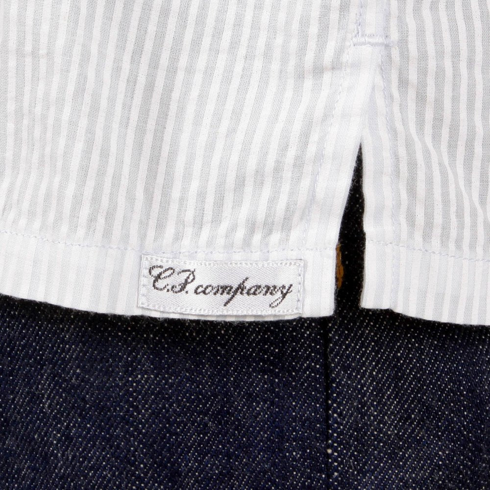 Mens Short Sleeve White and Grey Stripe Shirt