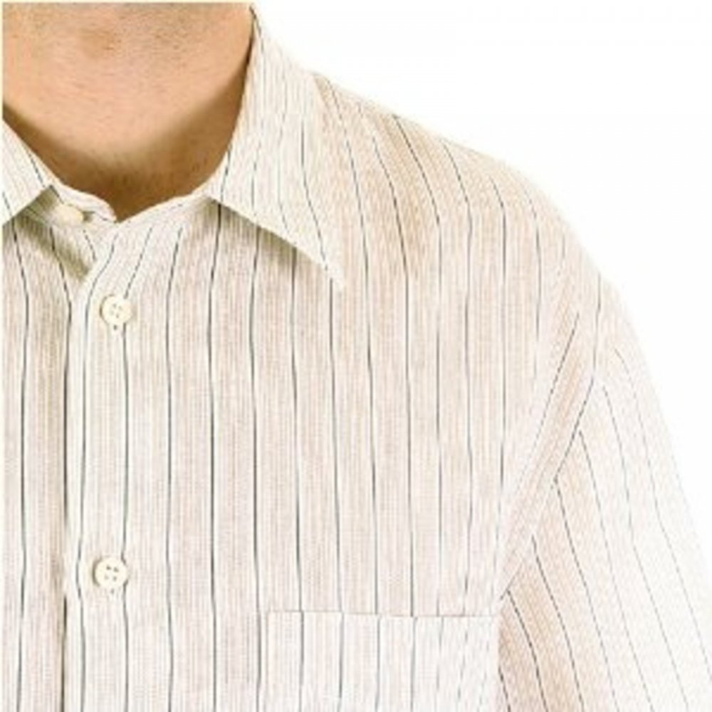 Ramie Vertical Striped Short Sleeve Shirt