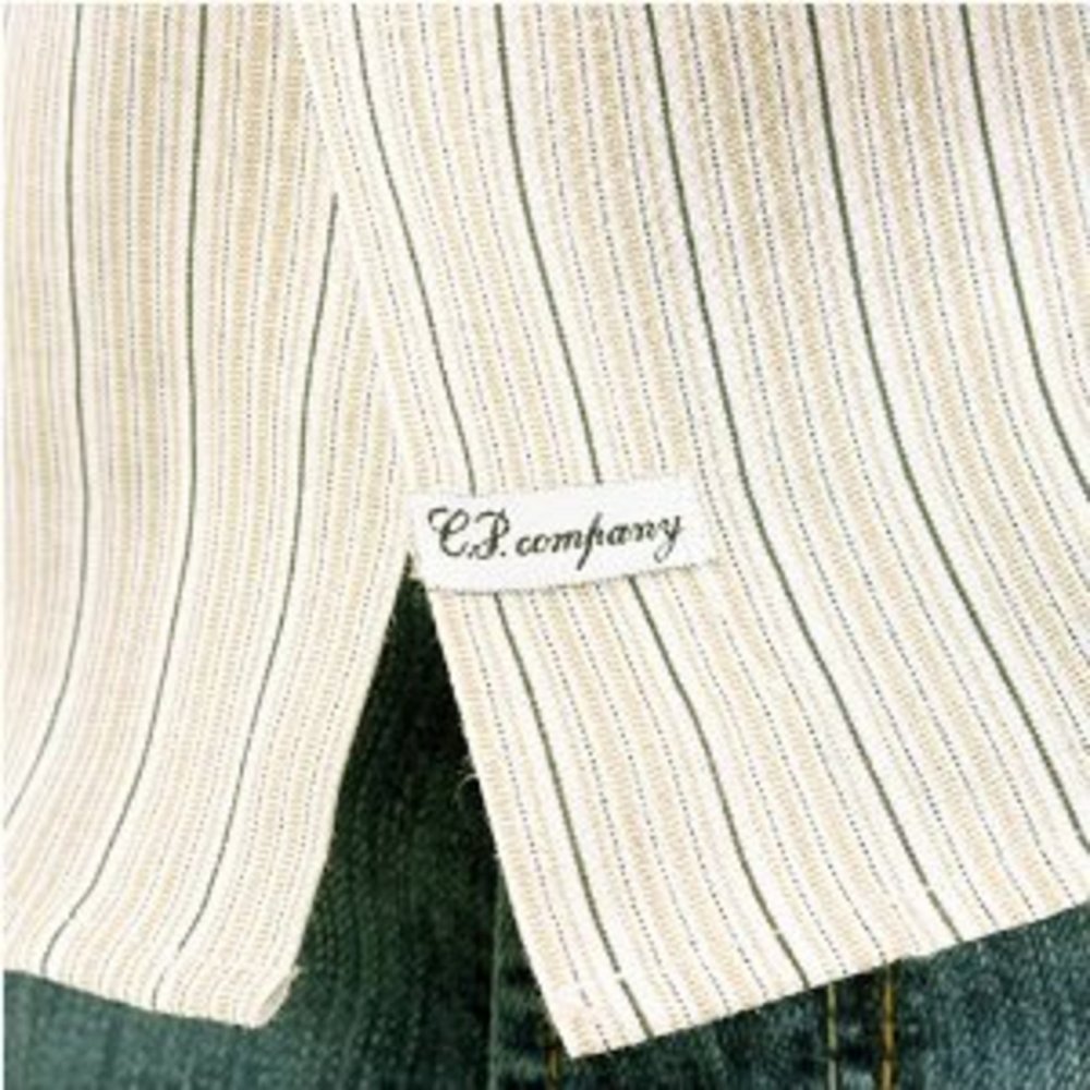 Ramie Vertical Striped Short Sleeve Shirt