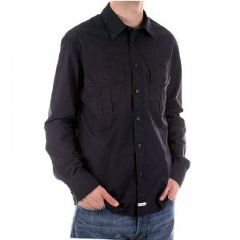 Washed Navy Long Sleeve Shirt