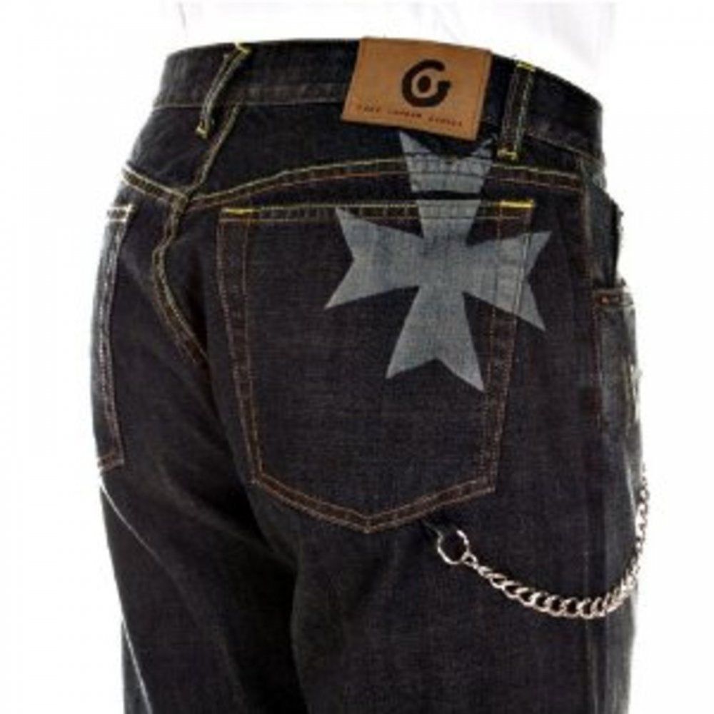 Dark Wash Two Tone Straight Leg Jeans