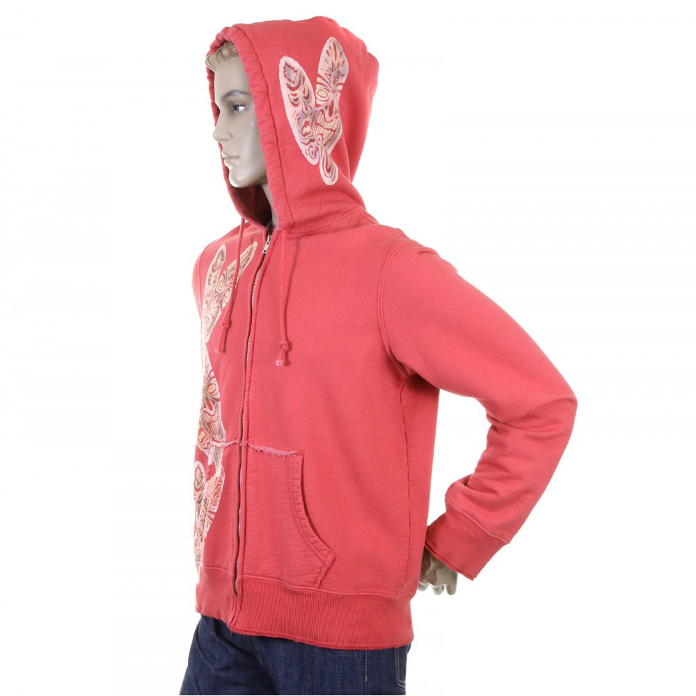 Coral Tiki zipped Hooded sweatshirt