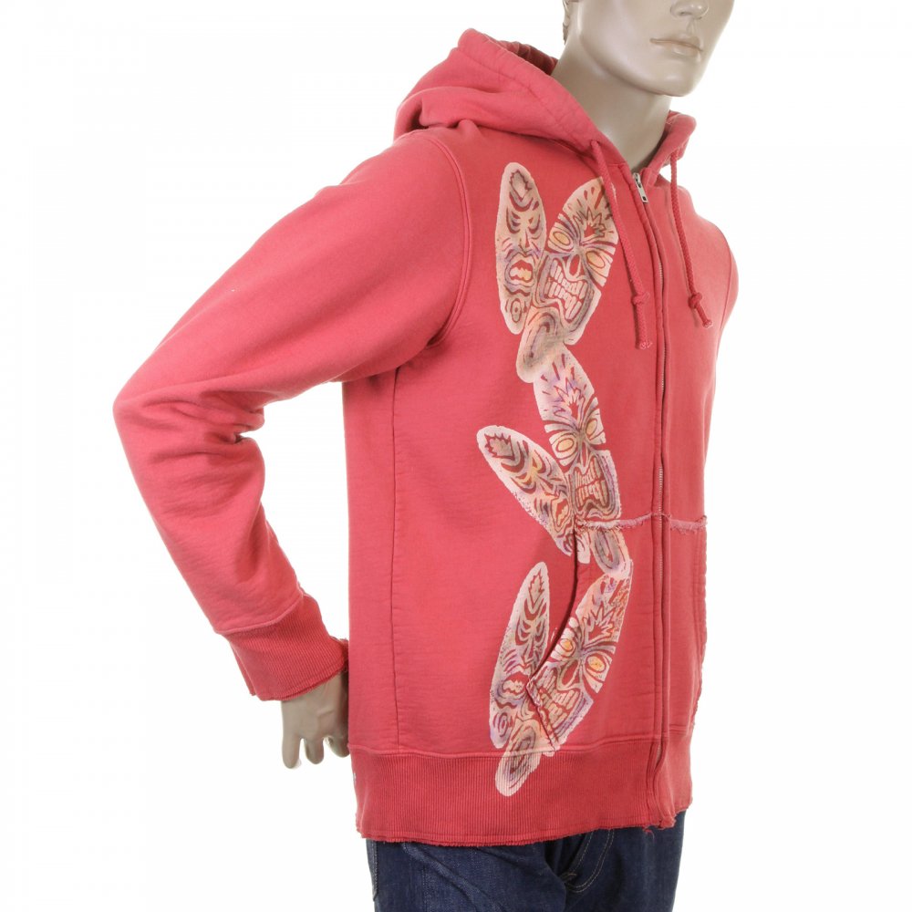 Coral Tiki zipped Hooded sweatshirt