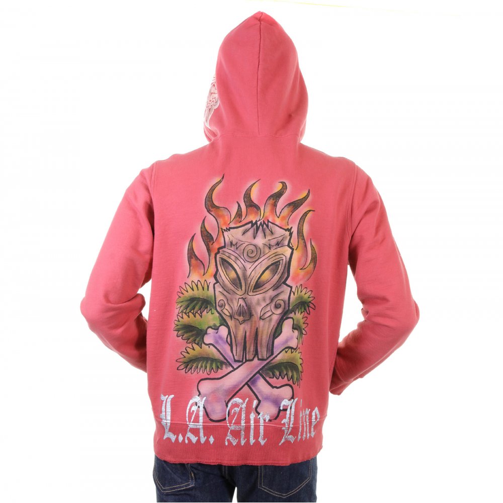 Coral Tiki zipped Hooded sweatshirt