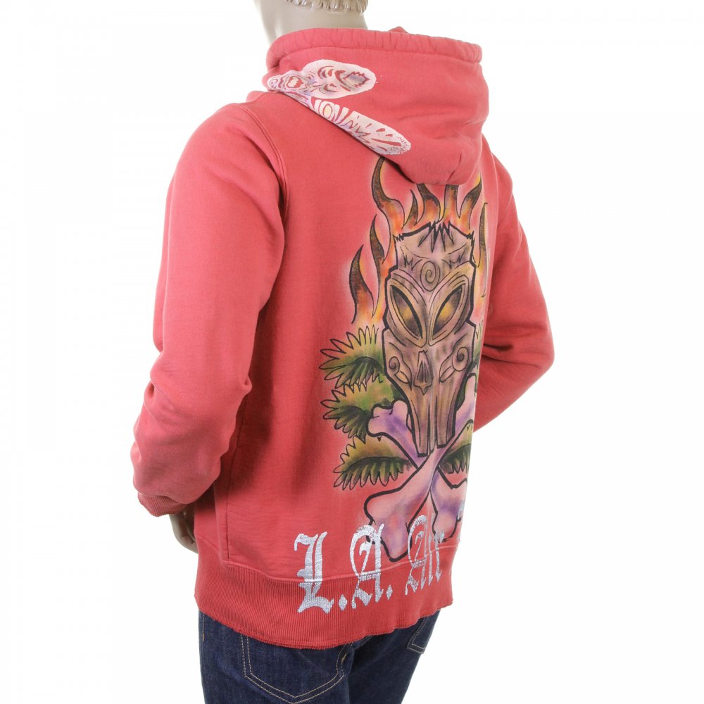 Coral Tiki zipped Hooded sweatshirt