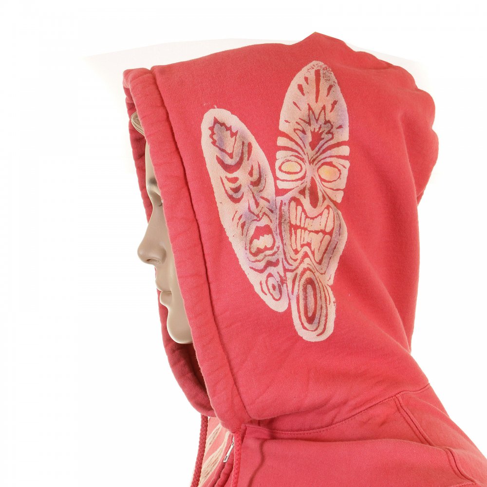 Coral Tiki zipped Hooded sweatshirt