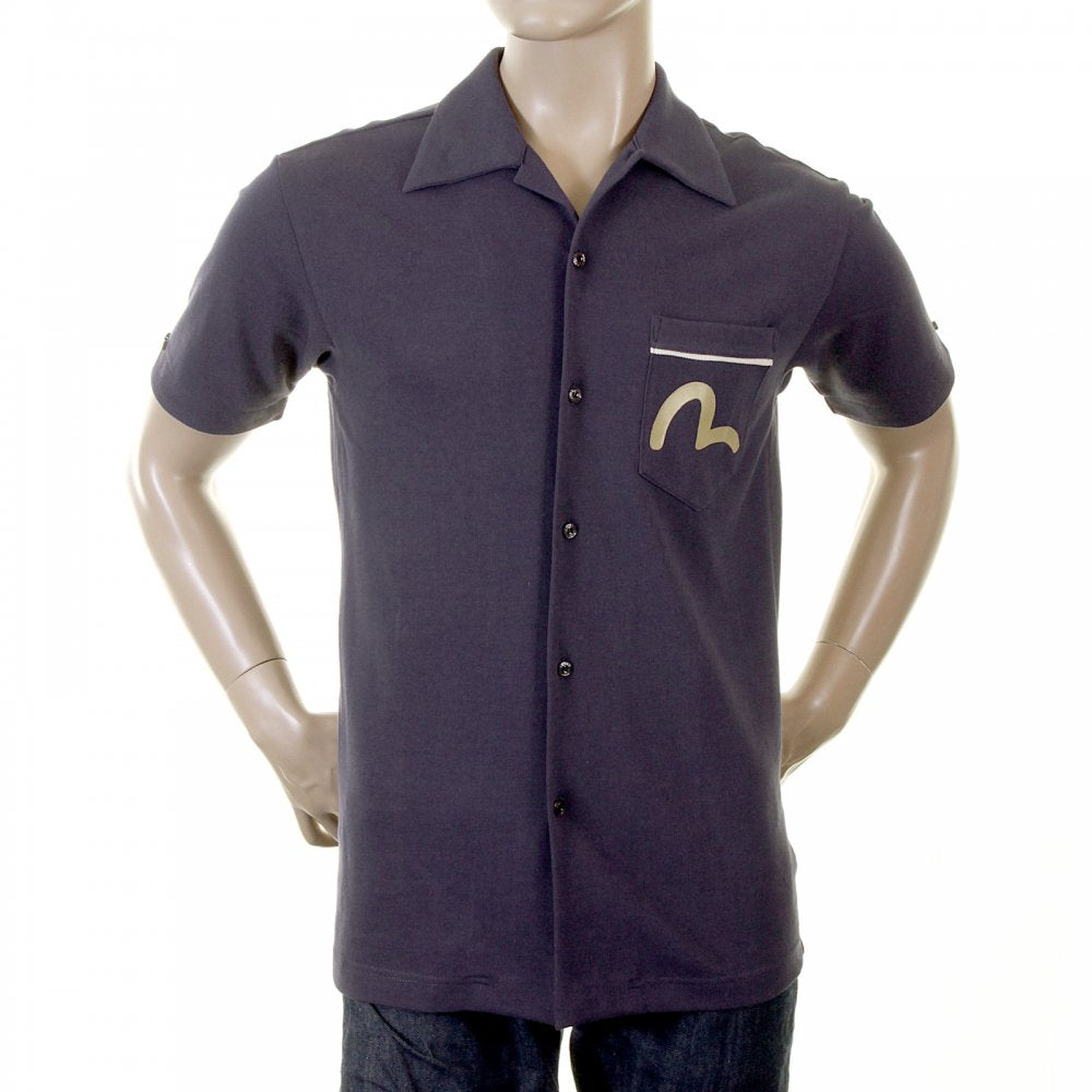 Authentic and Rare Ink Blue Shirt with 24 HOUR DENIM LAUNDRY Design