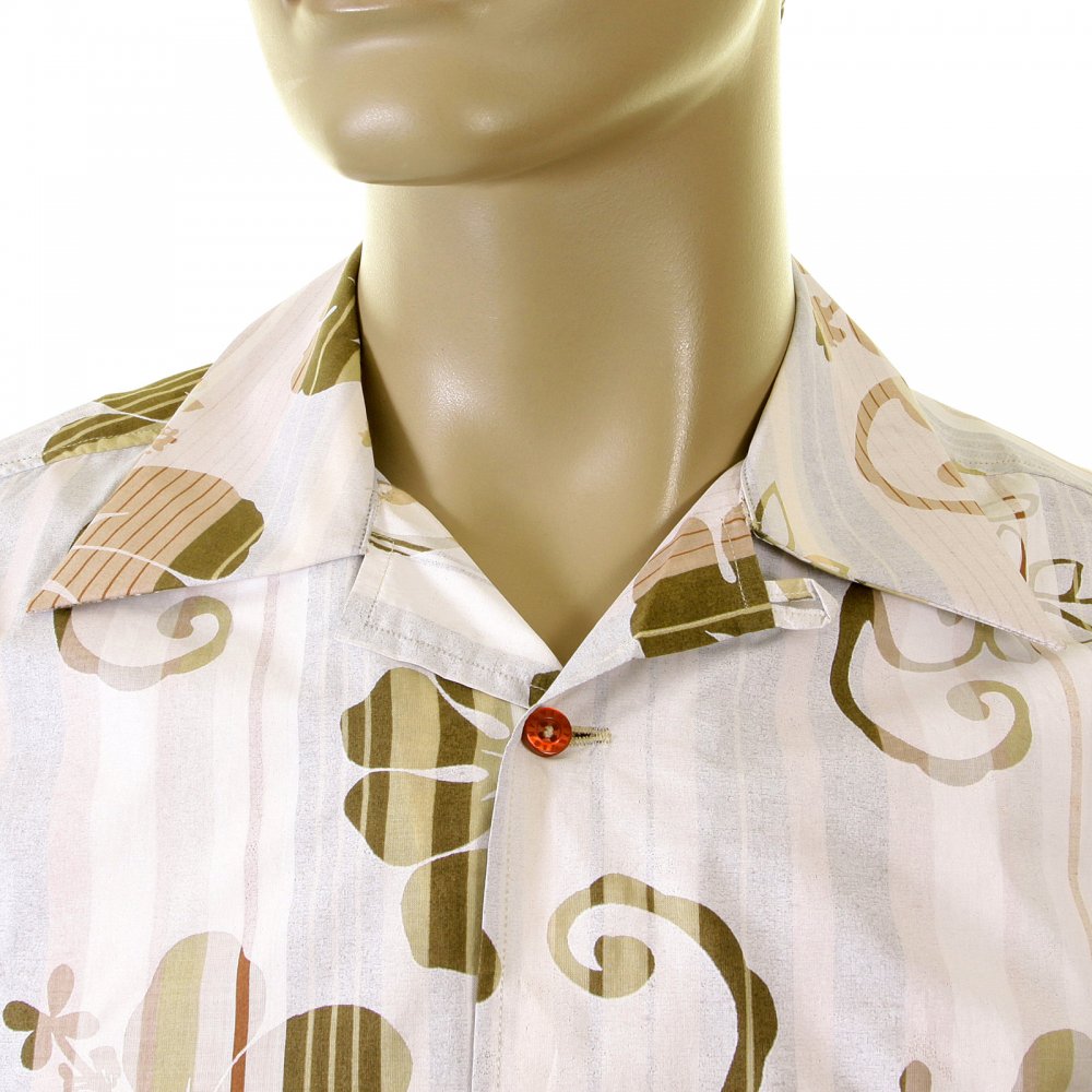 Early and Genuine Mens Short Sleeve Camel Floral Print Shirt