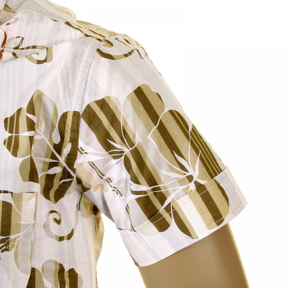 Early and Genuine Mens Short Sleeve Camel Floral Print Shirt