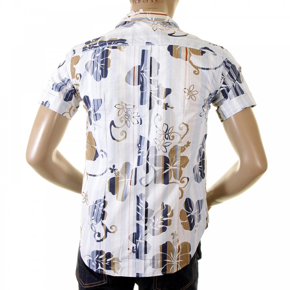Genuine and Rare Mens Short Sleeve Ink Floral Print Shirt