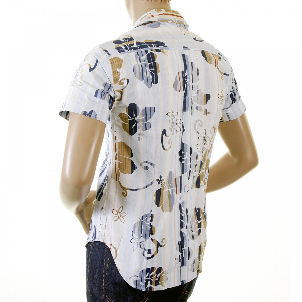 Genuine and Rare Mens Short Sleeve Ink Floral Print Shirt