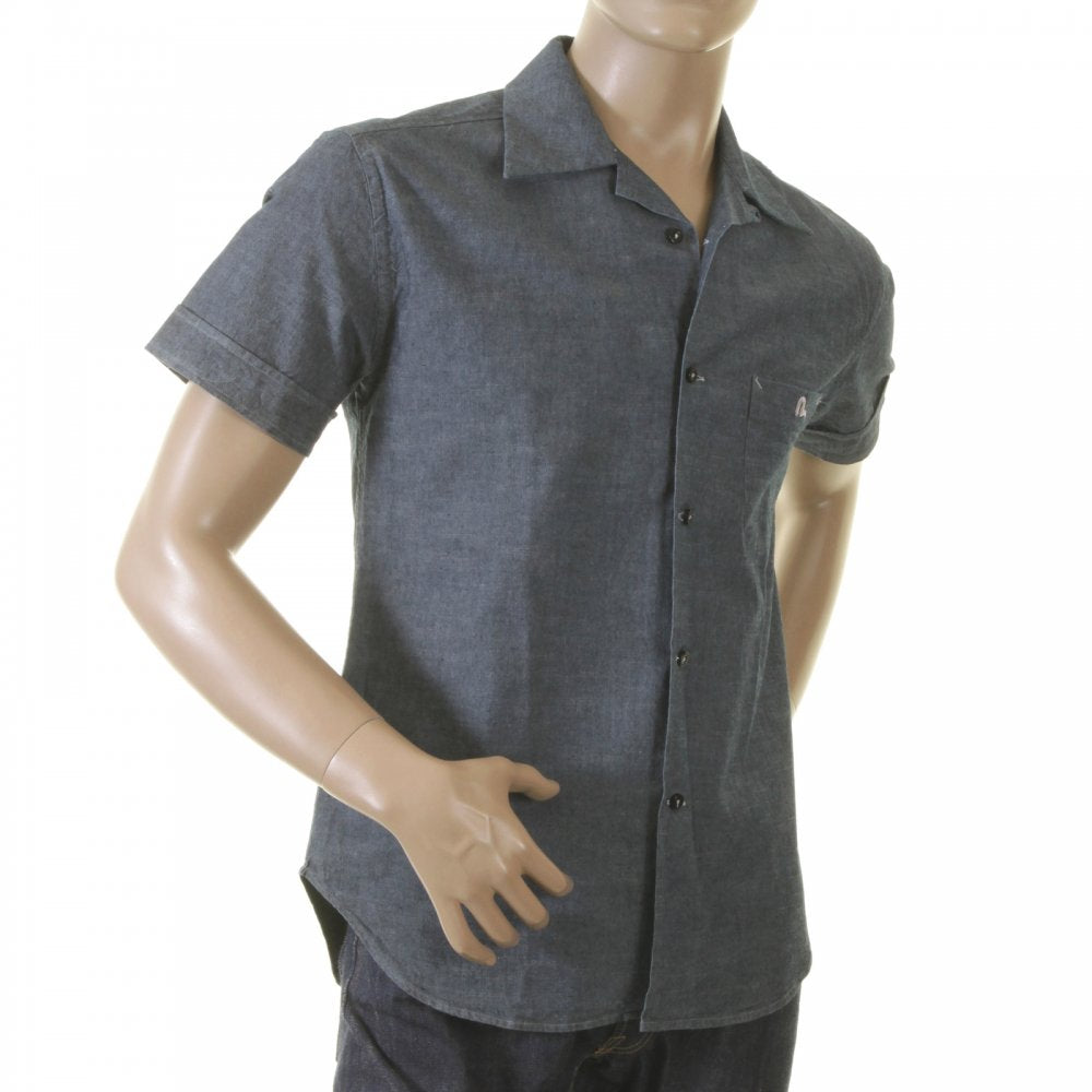Early and Rare Mens Short Sleeve Blue Chambray Shirt