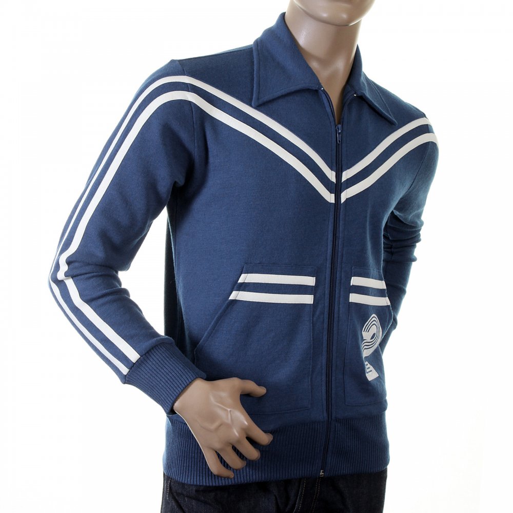 Authentic and Rare Ink Blue Retro Track Jacket