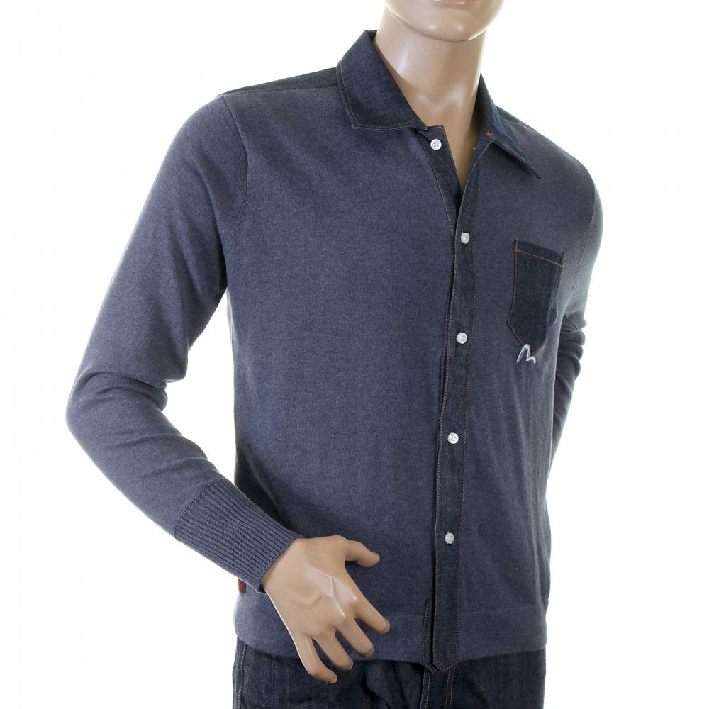 Original Denim Trimmed Ink Blue Knitted Shirt