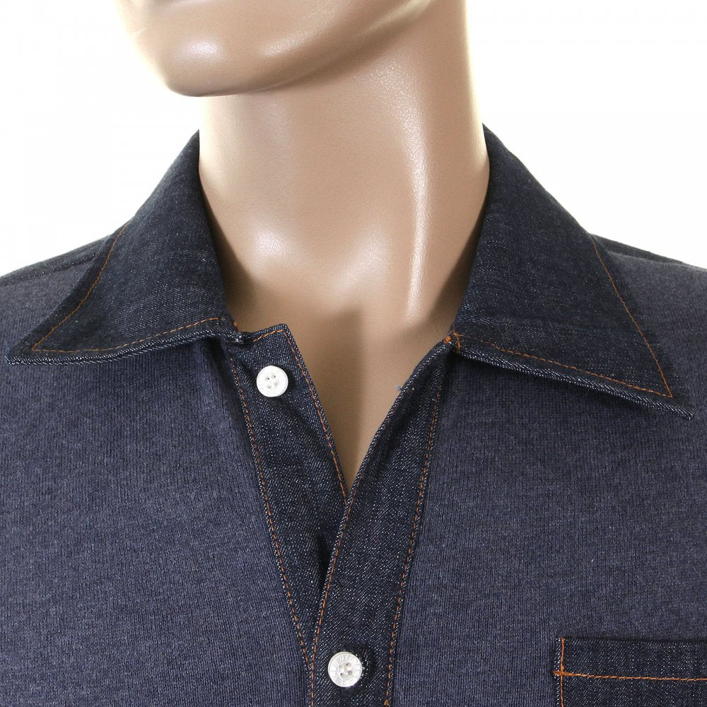 Original Denim Trimmed Ink Blue Knitted Shirt